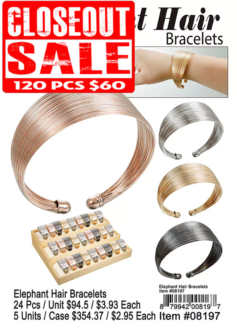 Elephant Hair Bracelets - Closeout 120 Pcs.